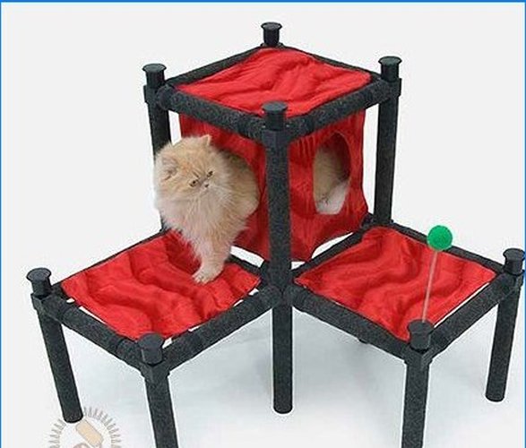 This chair for me, this ottoman for the cat - we equip the cat's interior