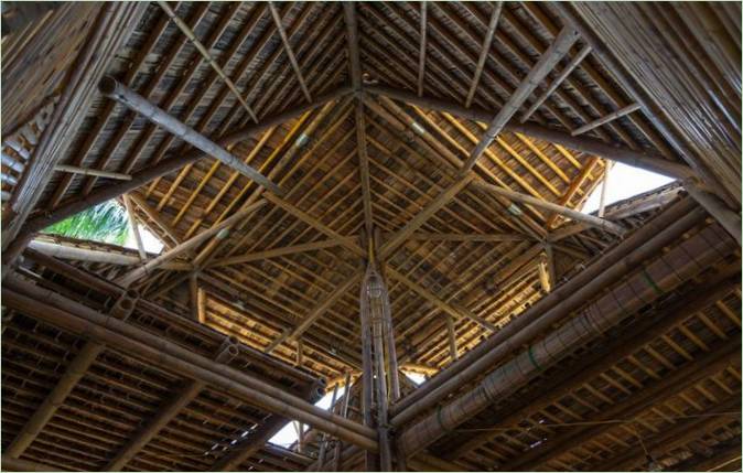 The scalloped bamboo roof