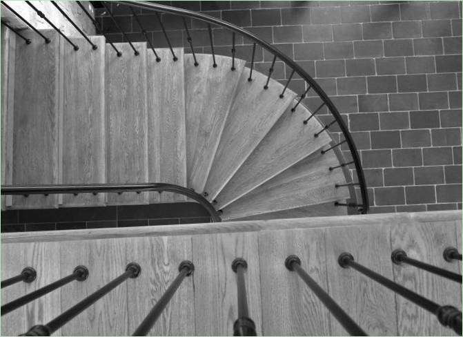 Metal banisters on the stairs in the house