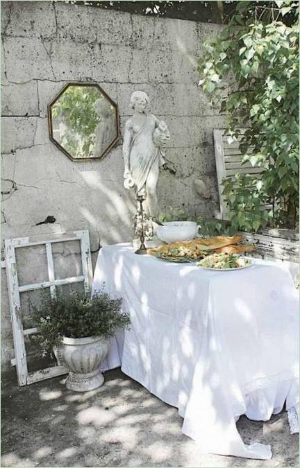 Garden statue on a table