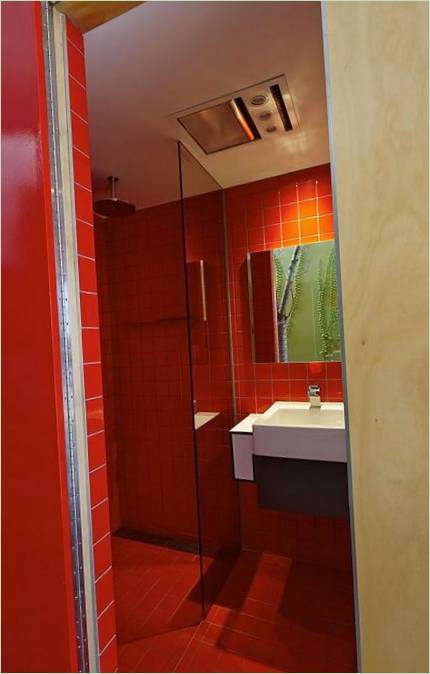 Red tile in shower