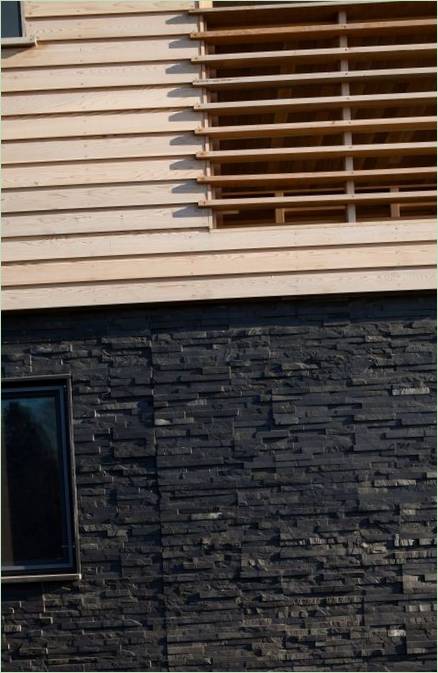 The textured facade of the Watch Hill House family home