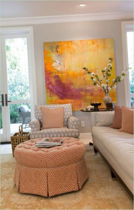 Abstract paintings in the living room interior