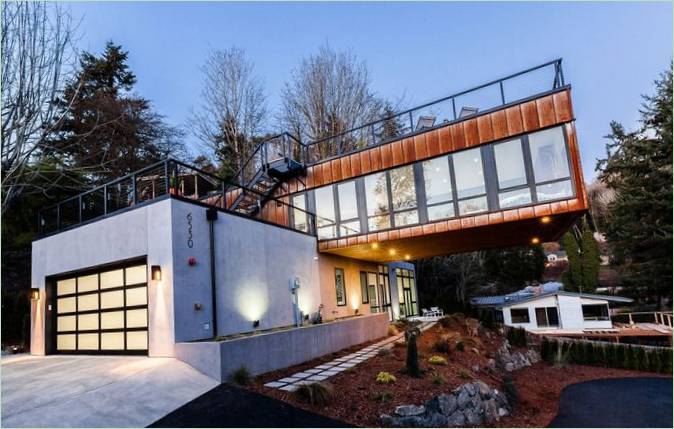 The exterior of a modern home