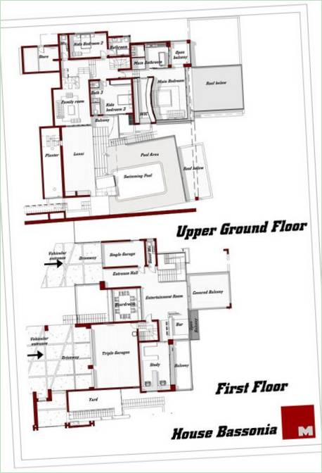 Floor plans of the 3rd and 4th floors of House Bassonia