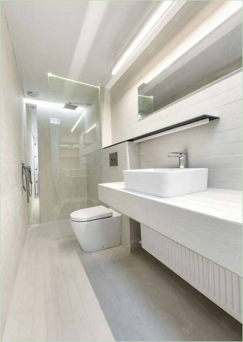 Interior of a small country house - bathroom in white