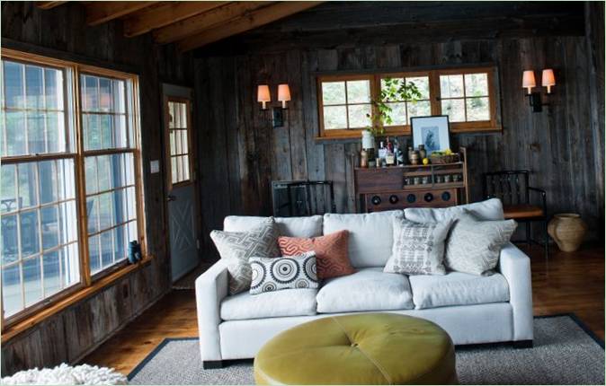 Aged wood in the interior of a private home: living room