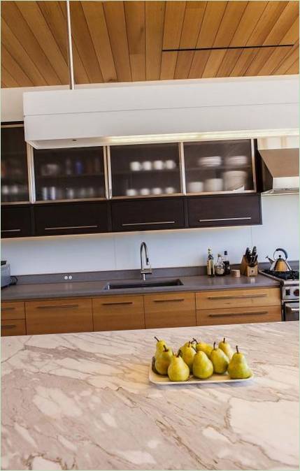 Modern kitchen with natural stone countertops