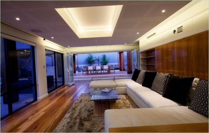 Living room with huge sofa
