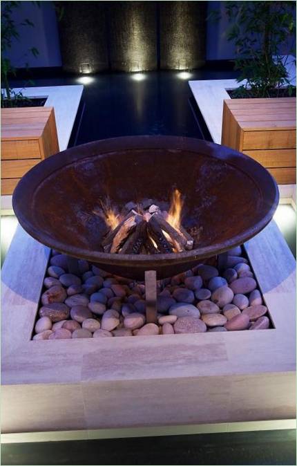 A fire pit on the terrace