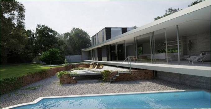 Terrace and swimming pool of a private home in England