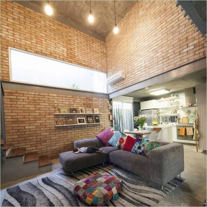 Stylish loft living room interior in Mexico