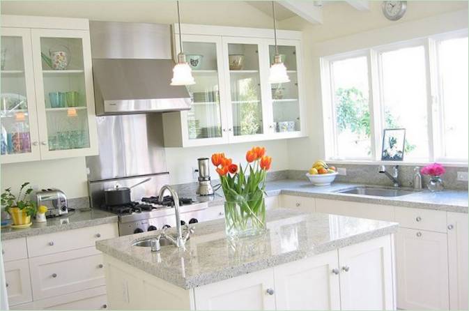 Interior of a functional island kitchen