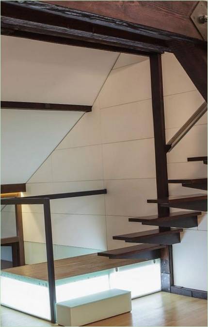 Staircase in the interior of a loft house