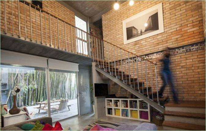 Interior design of a stylish loft living room in Mexico