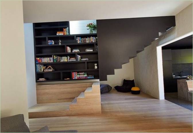 Original staircase design with bookshelves