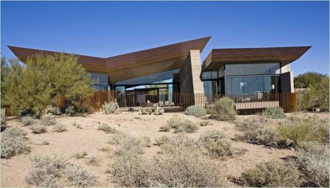 The glazing of the facade of the Desert Wing House