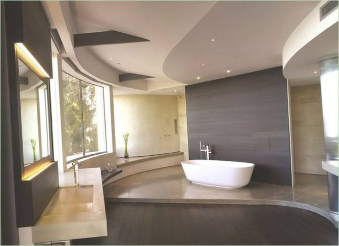 The interior design of the bathroom of the Point Dume residence in Malibu