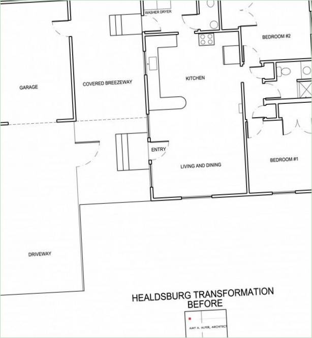 Plan of a country home in California before renovation