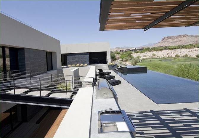 The pool terrace of a delightful country house in Las Vegas