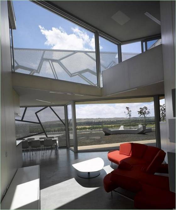 Large glass wall in the living room