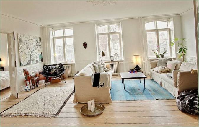 Living room interior design in Scandinavian style