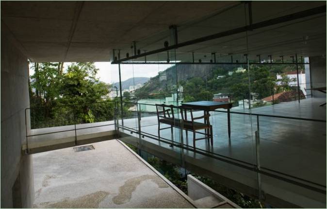 Glass walls of a house in Rio