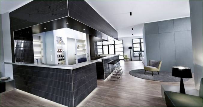 Modern kitchen design in dark tones