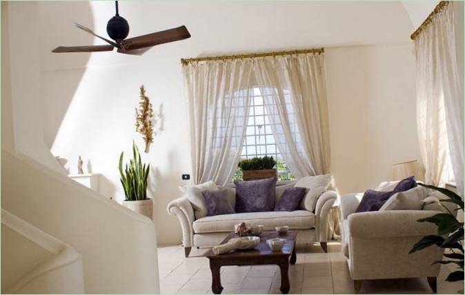 Interior design of the living room of Villa Ercolano