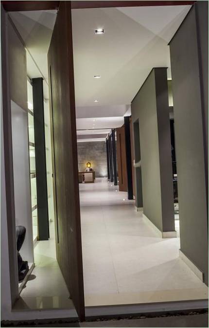 Long white corridor with backlighting