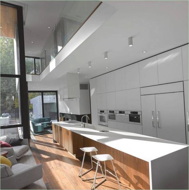 Linear kitchen in light colors