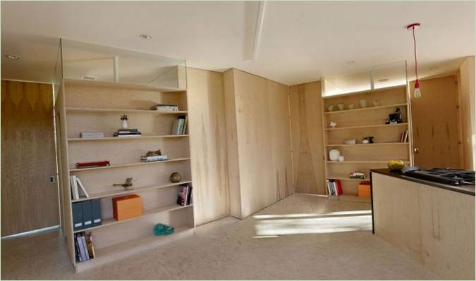 Shelving in the interior of Moose Rd by Mork-Ulnes Architects