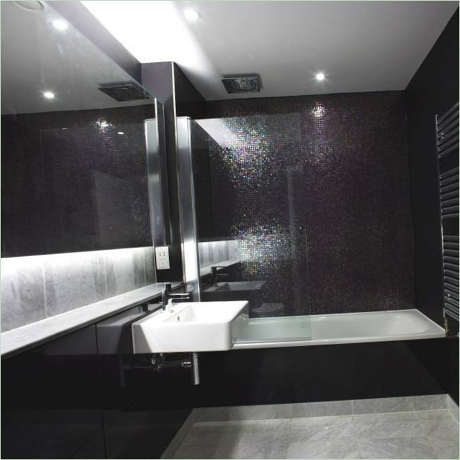 Bathroom interior design in dark colors