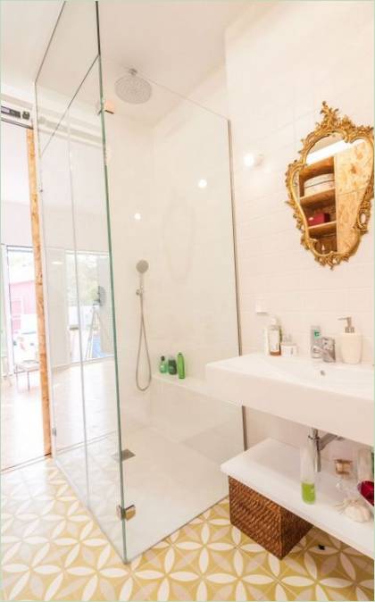A glass shower at home in Spain