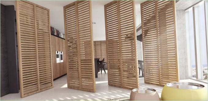 Wood partitions in bedroom