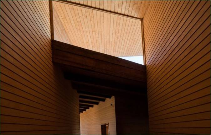 Interior design of the cozy Casa de Madera cottage in Chile