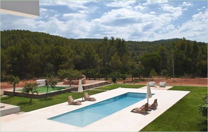 Villa's pool terrace in San Juan, Ibiza