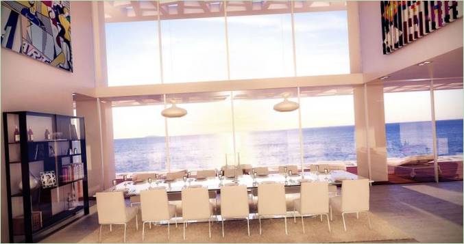 Dining room with panoramic views of the Mediterranean Sea