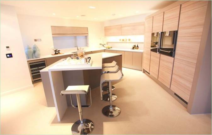 Interior design of the kitchen area of the Katanga mansion in England