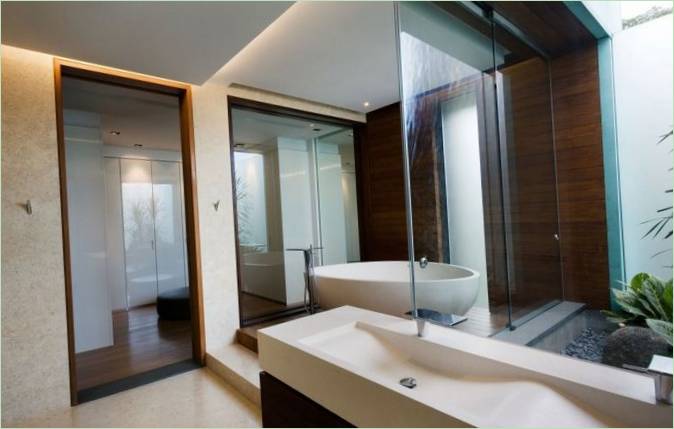 The Green House bathroom with transparent walls