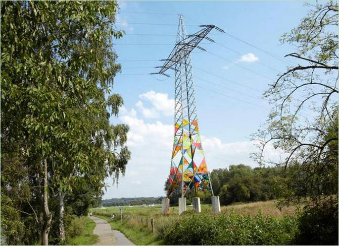 Decorating the landscape of the site with power lines