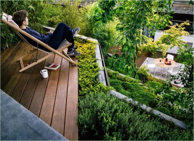 A beautiful garden at home: relaxing downstairs as well as upstairs